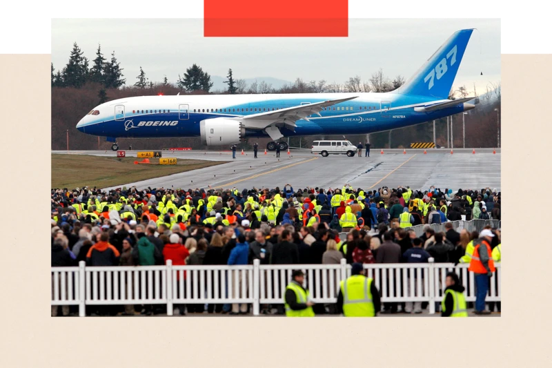 Первый испытательный полет Boeing 787 Dreamliner 15 декабря 2009 года. Фото: Getty Images