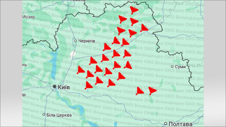    "Герани" летят на украинскую столицу. Скриншот страницы ресурсов противника