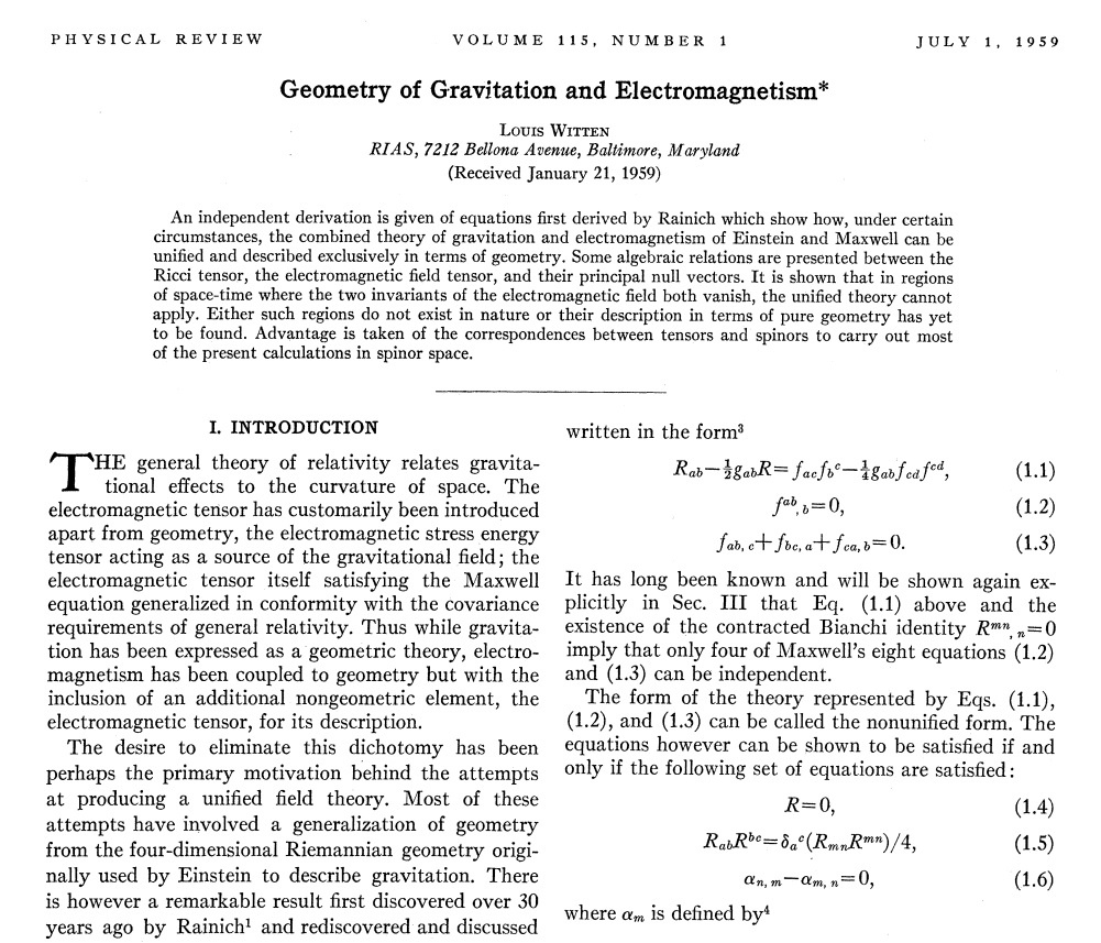 Надо геометрически объединить гравитационные и электромагнитные явления? Пожалуйста! (источник: American Physical Society)