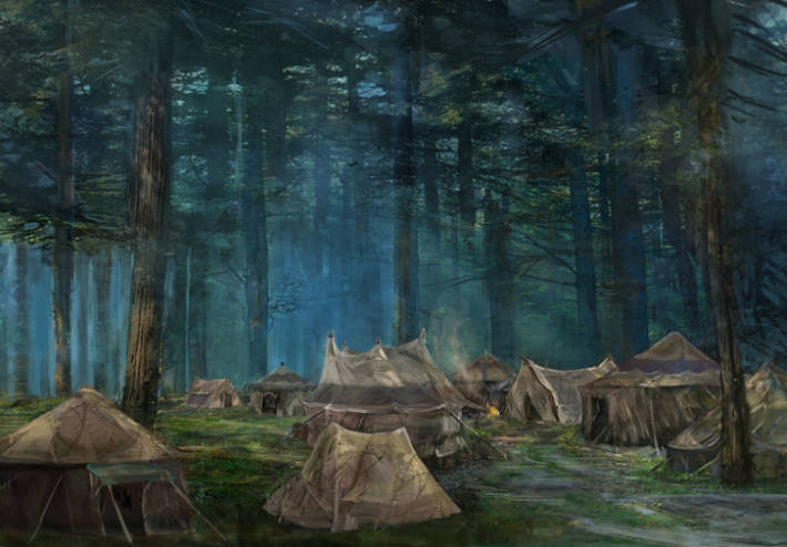 Монголы встали лагерем в густом лесу недалеко от реки Шайо