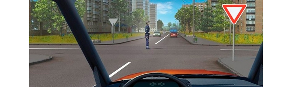 Обе руки в стороны или опущены: если боком — можно вперед и направо, если спиной или лицом — двигаться нельзя.