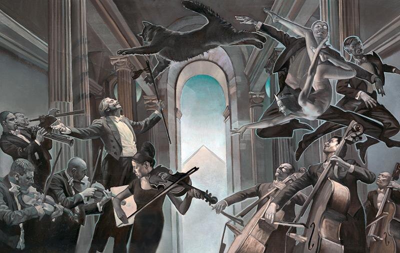 Иоганн Штраус дирижирует оркестром на балу у сатаны. Иллюстрация Евгения Гритчина