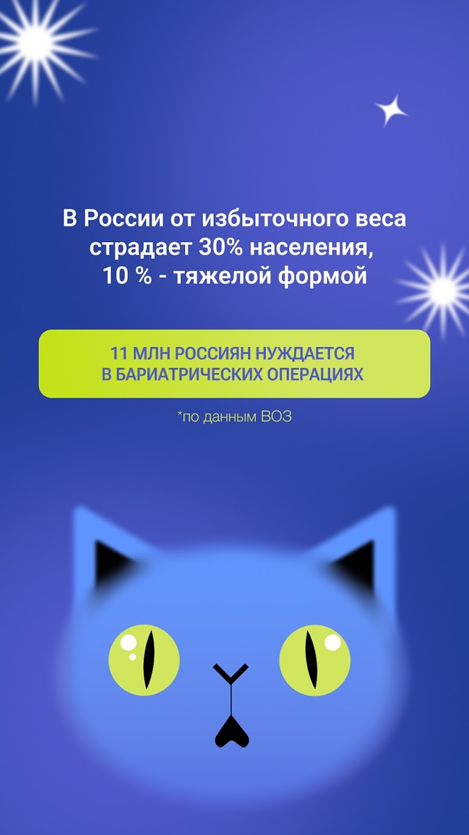Ещё немного удручающей статистики. Однако выход есть! Листайте дальше — котик Бари, виртуальный ассистент журнала и приложения Slimmer, подробно обо всём расскажет