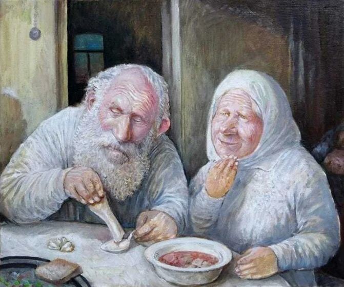 Баранов Леонид Павлович (Род. 1955). Картина из цикла "Жили-были дед да баба".