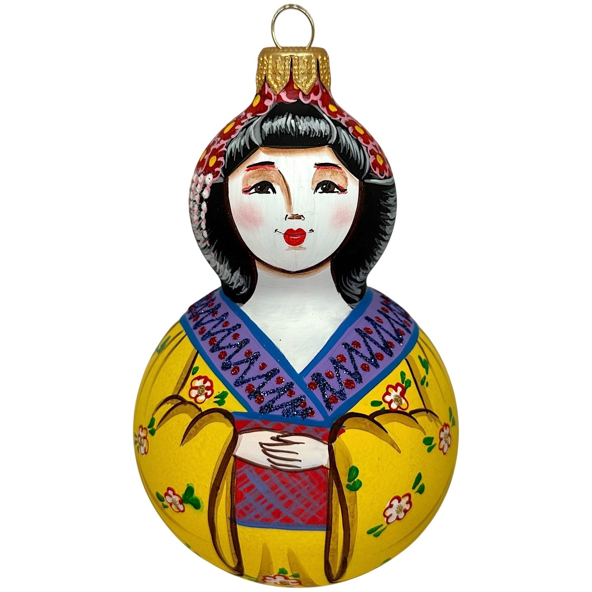 Ёлочная игрушка "Матрёшка Японка" (Винтажный шар)