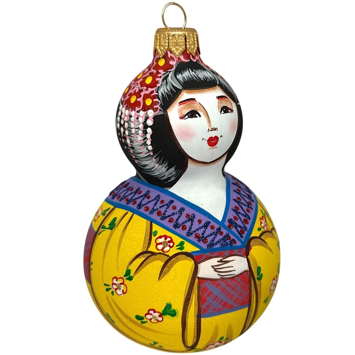 Ёлочная игрушка "Матрёшка Японка" (Винтажный шар)
