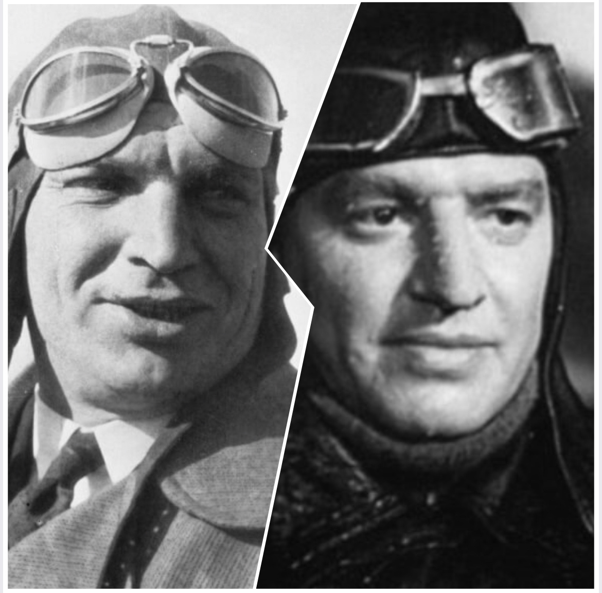 Слева - В.П. Чкалов, справа - В.В. Белокуров в роли Чкалова