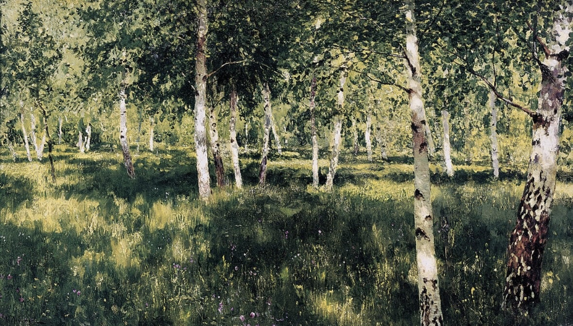 Исаак Левитан «Берёзовая роща» 1885-1889гг. Принадлежит Третьяковской галерее