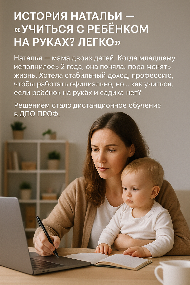 «Учиться с ребёнком на руках? Легко, если ты по-настоящему хочешь.

И если рядом — те, кто верят в тебя» — Наталья, выпускница курса «Медицинская сестра».