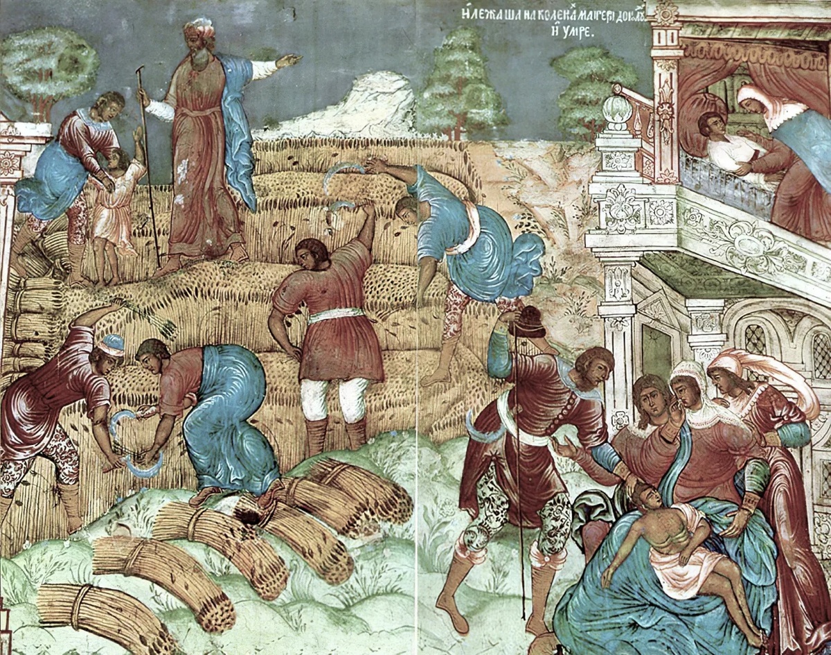 Гурий Никитин (ок. 1620–1691). Фреска «Жатва» в Церкови Ильи Пророка в Ярославле (1680–1681)
