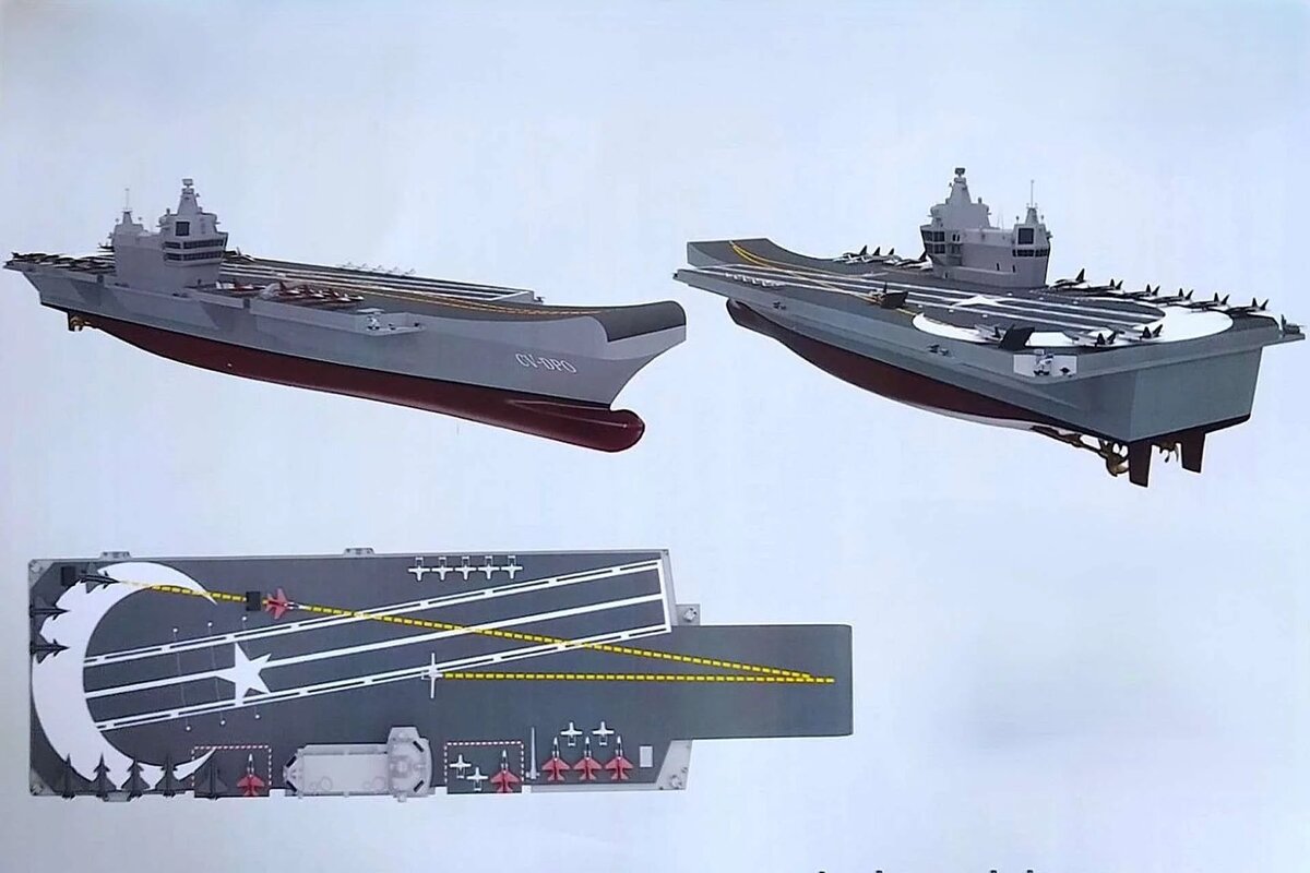ВМС Турции совместно с испанскими партнёрами планируют перейти на новый класс суперавианосцев, длина которых составит 300 метров. Фото:  ВМС Турции