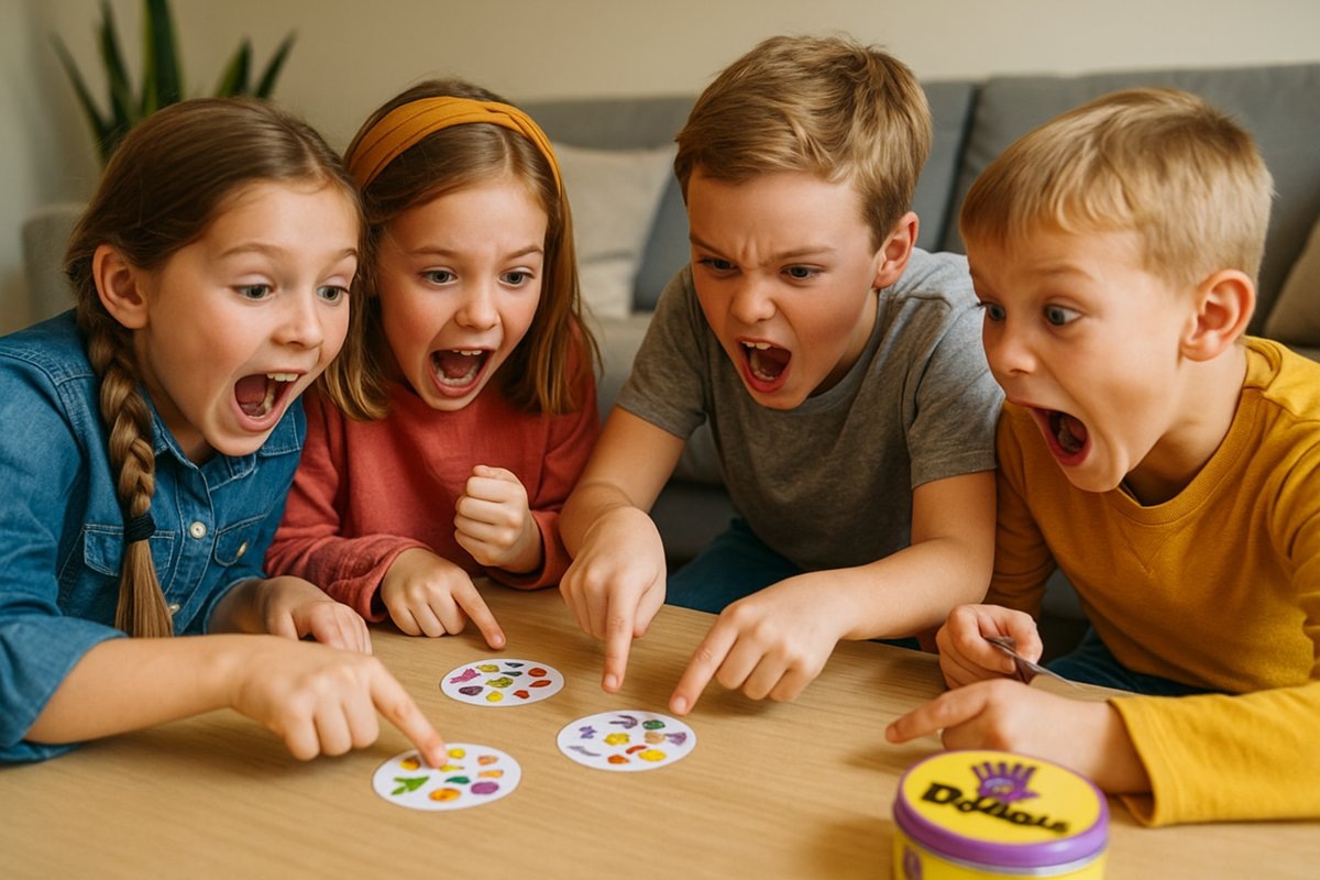 Дети азартно играют в Дубль