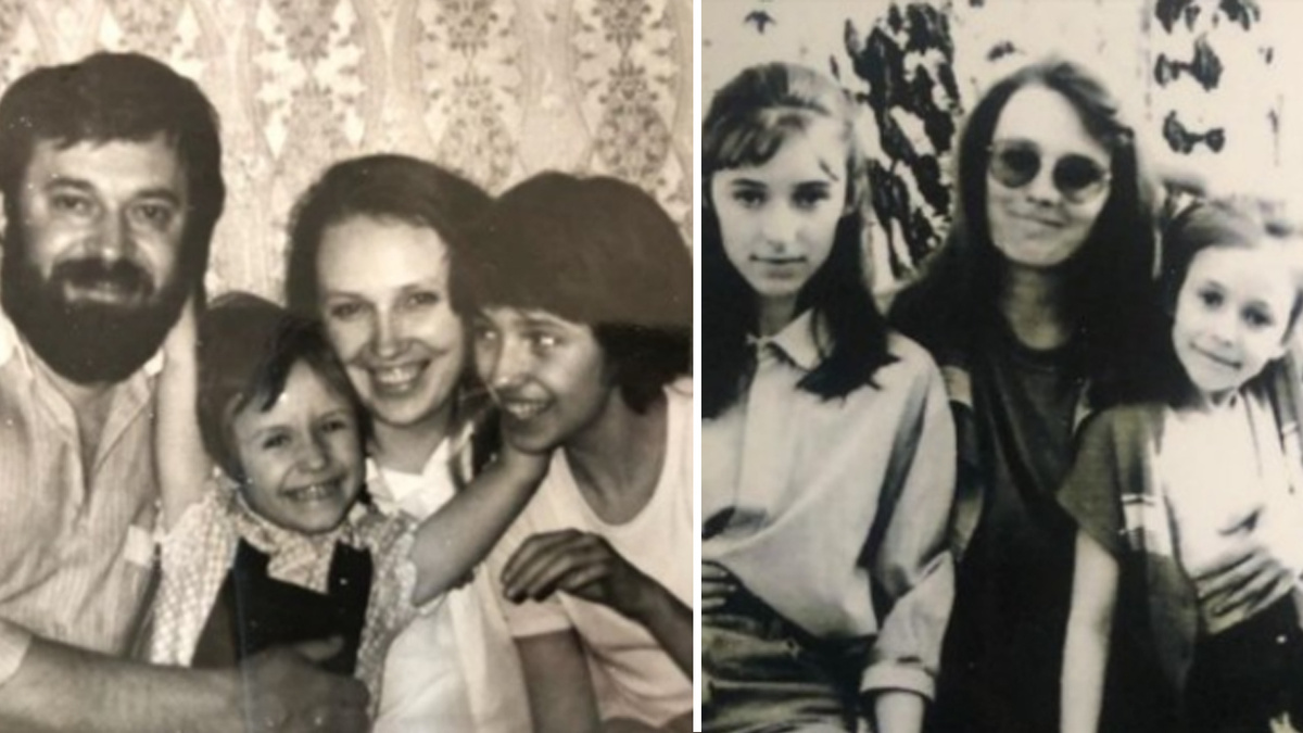 Светлана Смирнова-Марцинкевич в детстве с родителями и сестрой Олесей