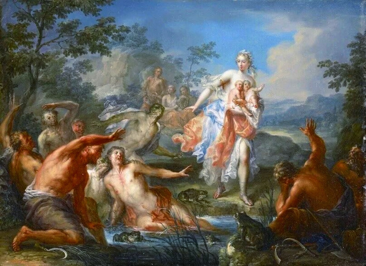 Латона превращает ликийских крестьян в лягушек. 1730. Иоганн Георг Платцер (1704-1761). https://upload.wikimedia.org/wikipedia/commons/1/1f/Latona_with_the_infants_Apollo_and_Artemis%2C_by_Francesco_Pozzi%2C_1824%2C_marble_-_Sculpture_Gallery%2C_Chatsworth_House_-_Derbyshire%2C_England_-_DSC03504.jpg 