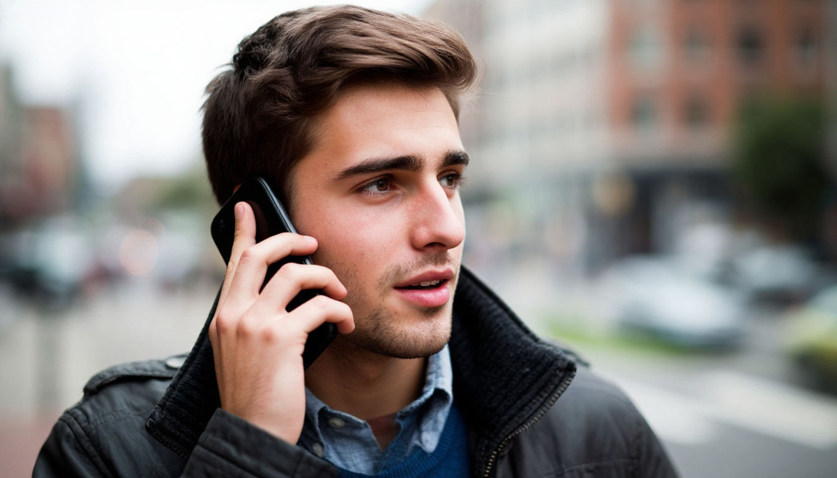 парень говорит по телефону