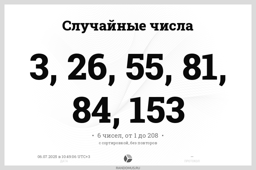 Итак, я решил взять 6 чисел. Интересненько.