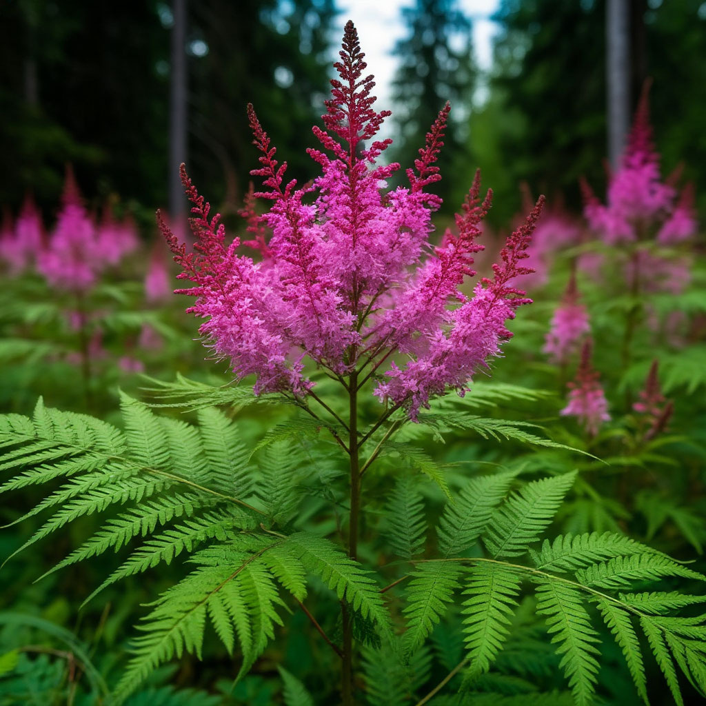 Шедеврум выдал такой цветок папоротника (похож на астильбу))