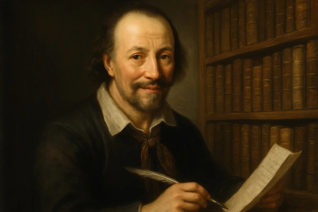   Поэт Симон Дах, прежде всего известен как автор слов к песне «Анхен из Тарау», до сих пор популярной в Германии, Австрии и Швейцарии. С 1619 года Дах жил в Кёнигсберге, где он обучался в соборной школе. Изображение сгенерировано нейросетью на основе реального портрета