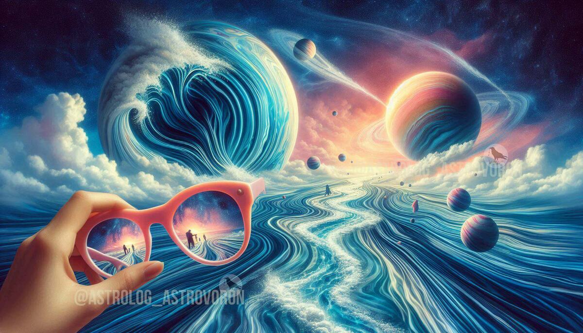 Нептун ретроградный. Иллюстрация создана автором канала АстроВорон. Мистерии Зодиака (с)