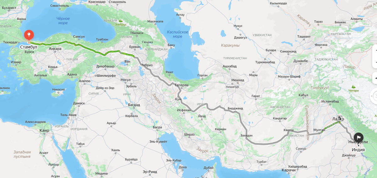 Современный автомобильный путь. Скриншот маршрута, который я запросила в Яндекс.картах