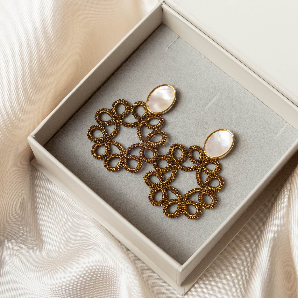 Серьги в технике фриволите. Автор: Анастасия Богданович