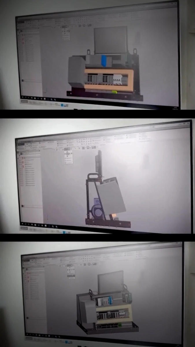 Работа по детальной проработке каждого элемента. Проектировщик создает 3D-модели, принципиальные схемы, монтажные чертежи.
Особенности проектирования учебных стендов:
Повышенные требования к безопасности
Необходимость визуализации процессов
Модульность конструкции для различных учебных задач
Техническая архитектура стенда:
Программируемые контроллеры (Siemens S7-1200, LS Electric XGK)
Частотные преобразователи с векторным управлением
Сенсорные панели для визуализации
Имитаторы технологических процессов
Системы диагностики и мониторинга
