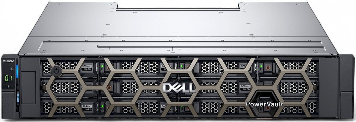 Dell PowerVault ME5212 вид спереди с фальш-панелью объемный