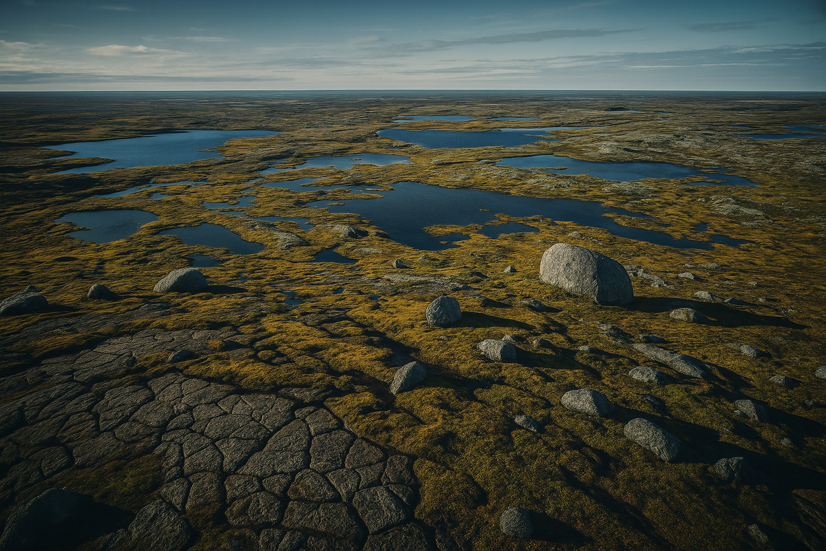 Земля с нервами: трещины, мох, камень.