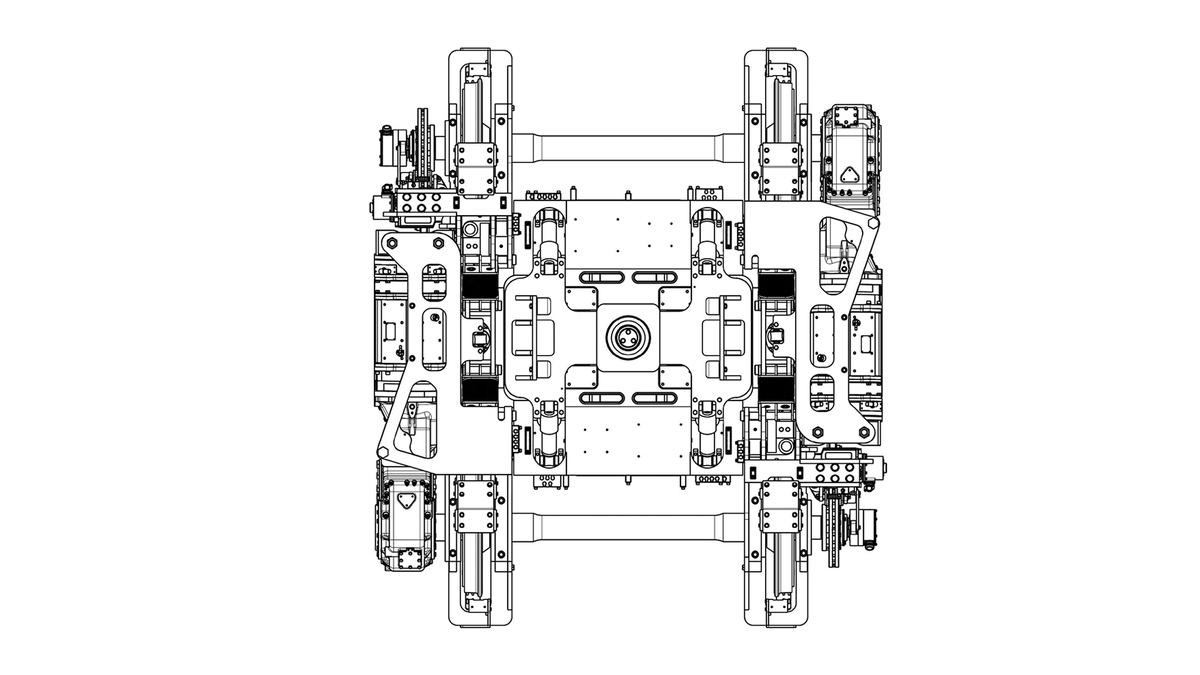  Чертеж низкопольной тележки, примененной в трамвае 71-233. Источник: патент Синара-ГРТ
