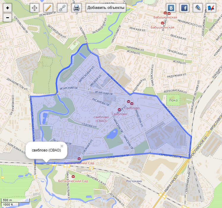 р- н Москвы Свиблово на карте города