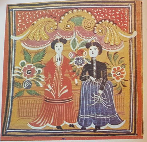 Колесов П.Д. Фрагмент декоративного панно. Источник: Коновалов А.Е. Городецкая роспись. Горький, 1988.