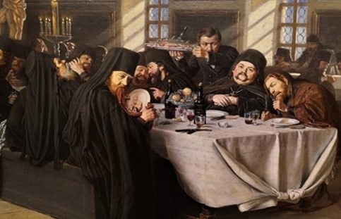 Фрагмент картины «Монастырская трапеза» Василий Перов. 1876. Фото из открытого доступа