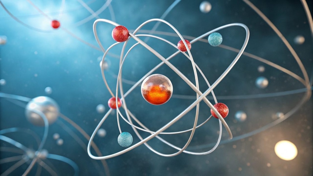    Строение атома: ядро состоит из протонов и нейтронов, вокруг него вращаются электроны