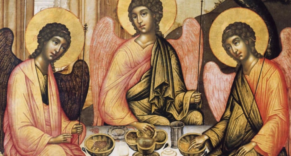 Икона "Гостеприимство Авраама" -  изображает служение другим (Авраам принимает трёх ангелов), но в ней важен духовный центр — присутствие Бога в самом акте служения. Эта икона напоминает, что важно служить с осознанием присутствия и любви, а не по инерции или страху.