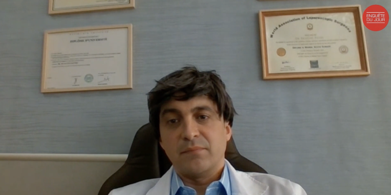    Кадр из интервью с "врачом". За 45 секунд он ни разу не моргнул. ФОТО: Скриншот с сайта enquetedujour.fr