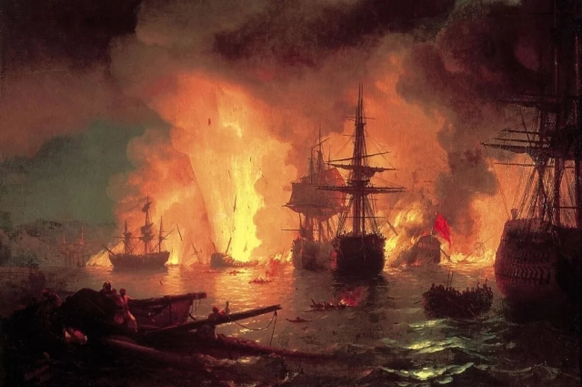    Иван Айвазовский, «Чесменский бой», 1848 г.