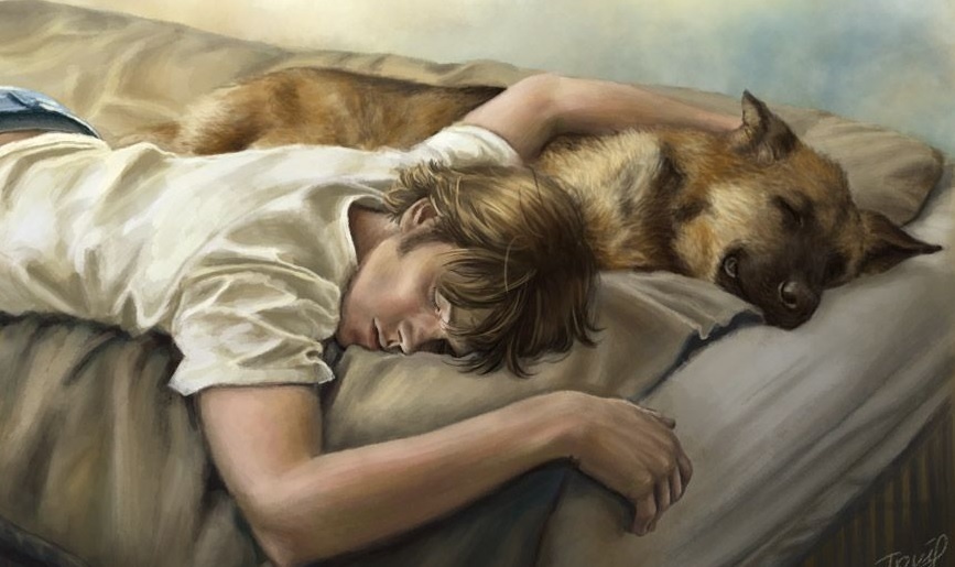 парень спит