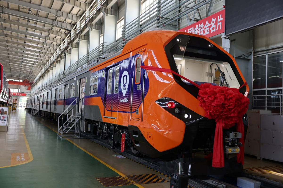 Четырехвагонный поезд метро для Белу-Оризонти производства CRRC. Источник: Agência Minas Gerais