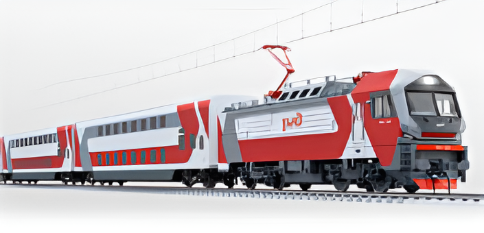 Рендер пассажирского электровоза ЭП21 (качество улучшено при помощи ИИ). Источник: Презентация А. Лубягова, РЖД, март-2025