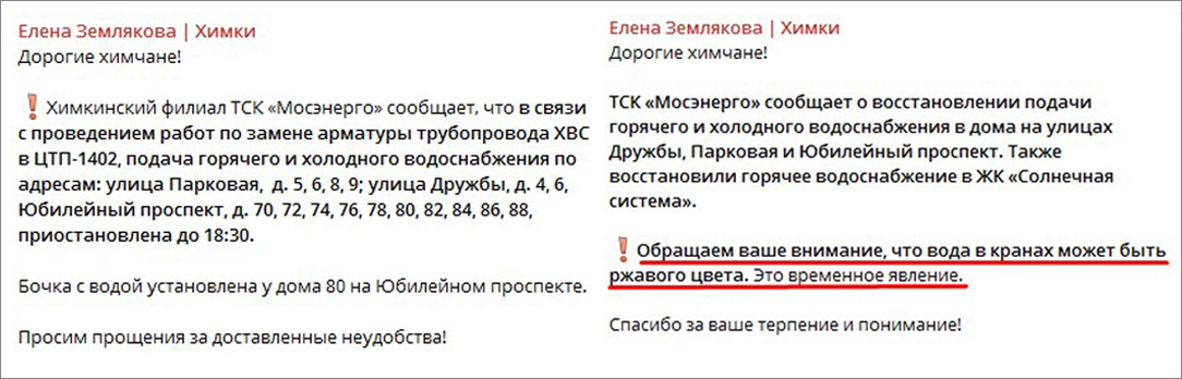 Скрин из тг-канала Елены Земляковой