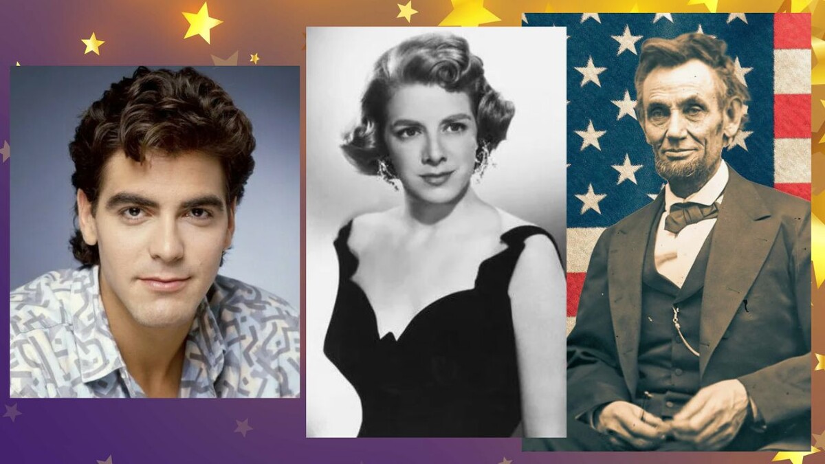 Джордж Клуни, его мать в молодости  и Арааам Линкольн