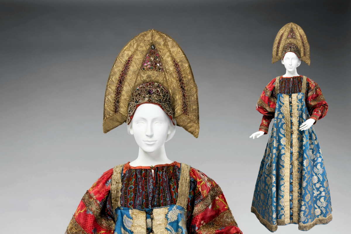 Русский женский костюм, шелк, хлопок, металл, 19 век, Метрополитен-музей