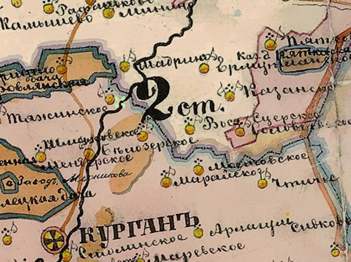 Фрагмент Карты Тобольской и Томской губерний 1874 года.