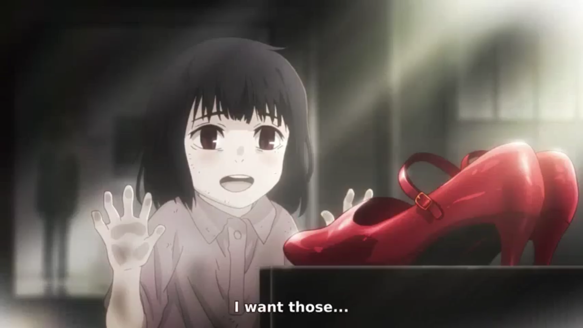 Маленькая очень бедная Маю (будущая Щелкунчик) мечтает о красивых туфельках 