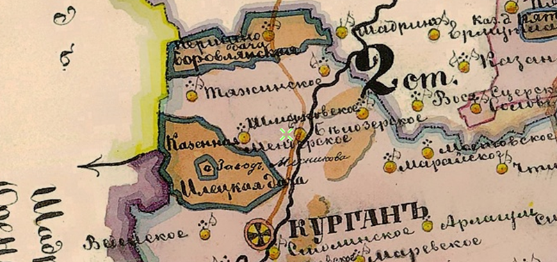 Фрагмент Карты Тобольской и Томской губерний 1874 года