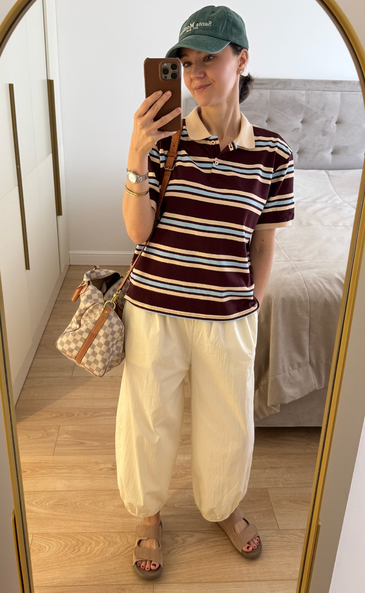 Поло LIME, шлепки WB, штаны и кепка Али