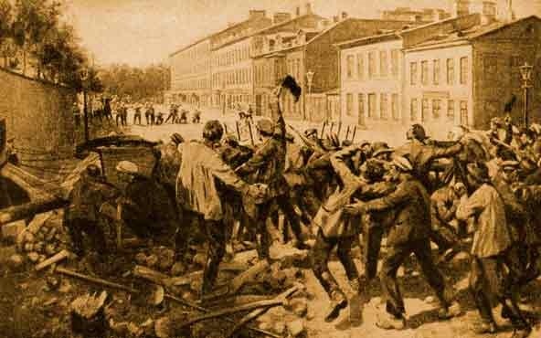 Революционная баррикада 1914 год Фото из открытого доступа