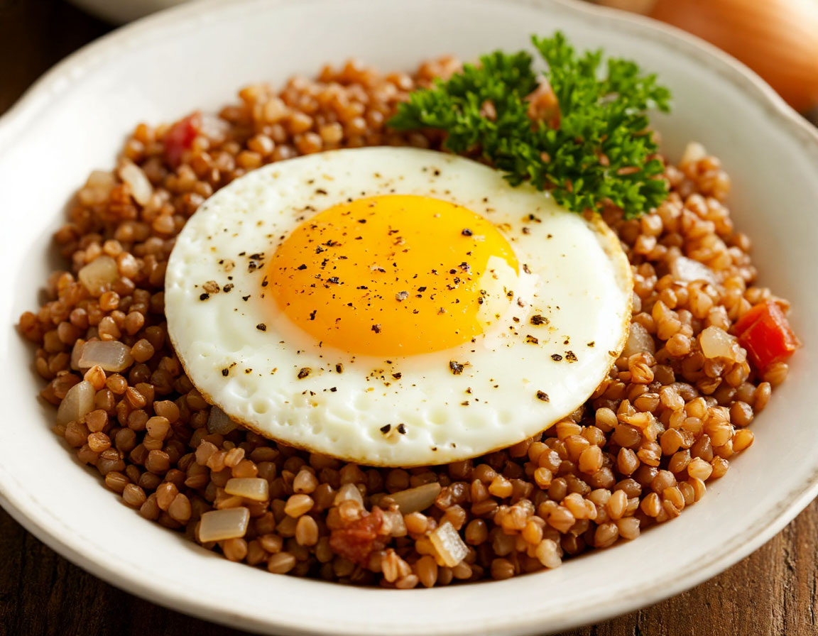 Гречка с яйцом и луком