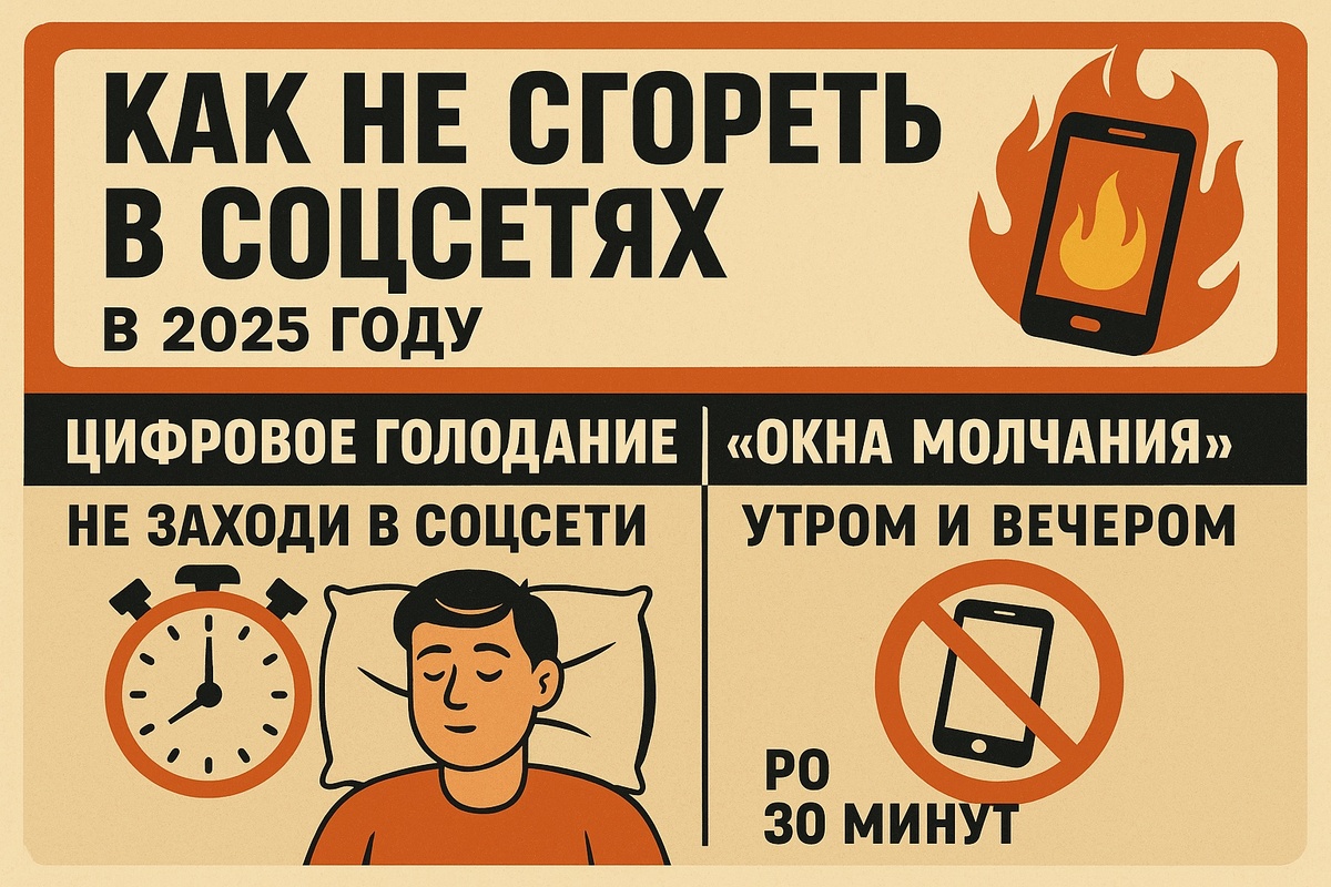 Как не сгореть в соцсетях в 2025: цифровая гигиена и антистресс лайфхаки