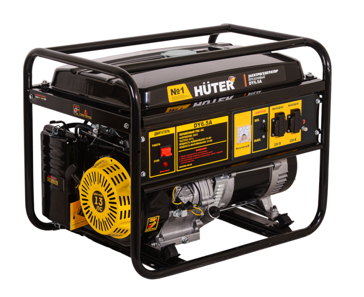 В отличие от косилок того же бренда, генератор Huter DY6.5A выглядит мощно и солидно